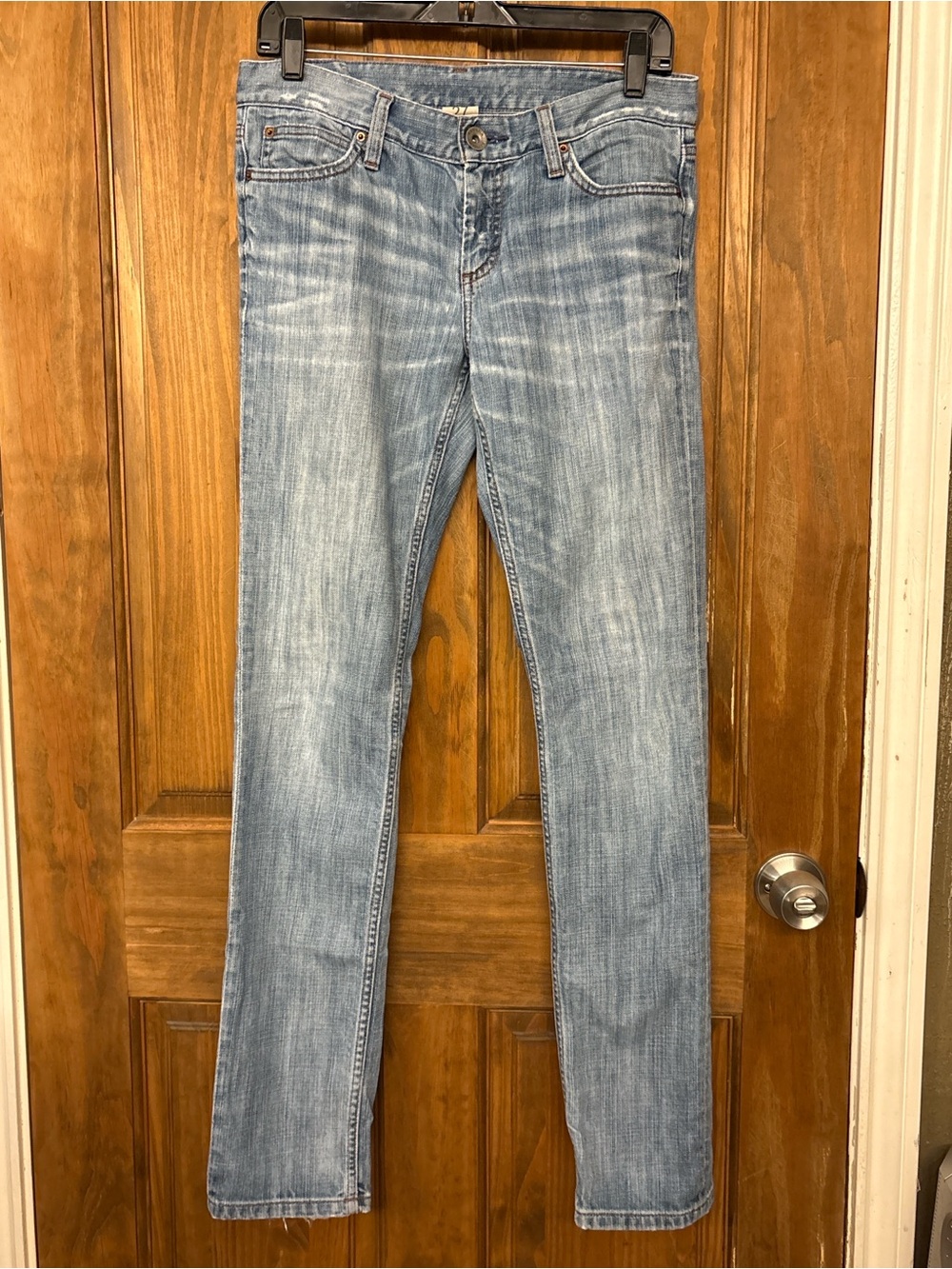 Banana Republic Skinny Jeans Womens Size 27 Light Wash Distressed Raw Hem Denim